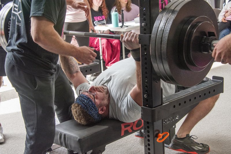 Jeremy Nikodemski prepares to attempt a 385-pound lift.